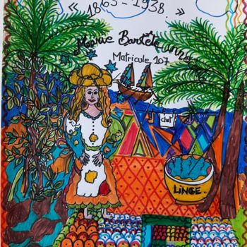 Drawing titled "Marie" by Valerie Guiot, Original Artwork, Marker