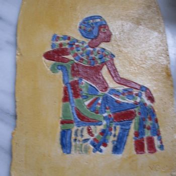Painting titled "Egyptien" by Valerie Guiot, Original Artwork, Oil