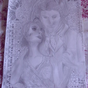 Drawing titled "Amour eternel" by Valerie Guiot, Original Artwork, Pencil