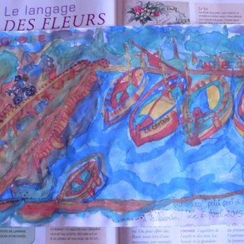 Картина под названием "Le langage des fleu…" - Valerie Guiot, Подлинное произведение искусства, Гуашь