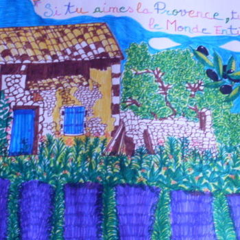 Disegno intitolato "Provence , terre de…" da Valerie Guiot, Opera d'arte originale, Pennarello