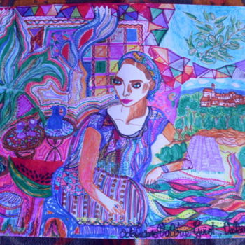 Drawing titled "L'esthète" by Valerie Guiot, Original Artwork, Marker