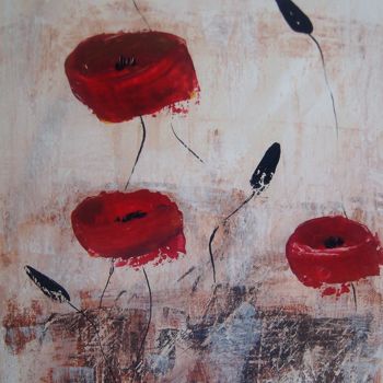 Schilderij getiteld "coquelicots" door Valérie Rebourg, Origineel Kunstwerk, Acryl