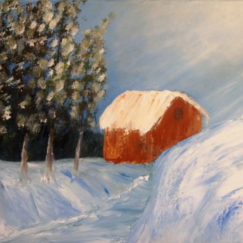 Peinture intitulée "paysage enneigé" par Valérie Rebourg, Œuvre d'art originale, Acrylique