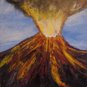 Painting titled "Eruption" by Valérie Rebourg, Original Artwork, Acrylic