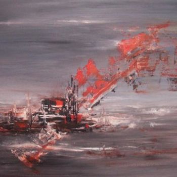 Painting titled "Marine rouge" by Valérie Vidal, Original Artwork
