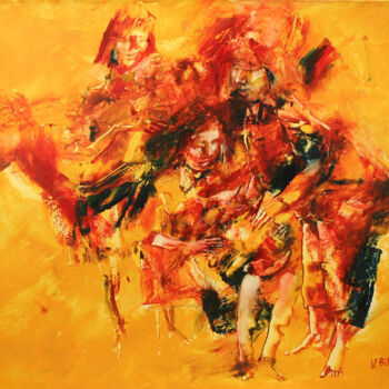 Картина под названием "a-donne-le-chat" - Валерий Буев, Подлинное произведение искусства, Масло