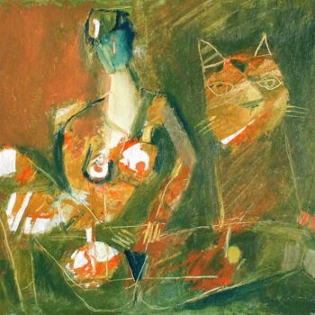 Peinture intitulée "cat-lover-2" par Valerii Buev, Œuvre d'art originale, Huile