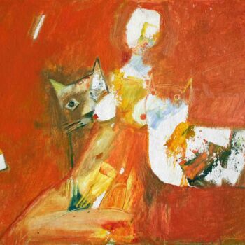 Painting titled "cat-lover-4" by Valerii Buev, Original Artwork, Oil