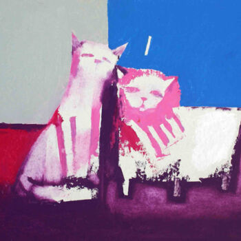 Картина под названием "chat-4" - Валерий Буев, Подлинное произведение искусства, Масло