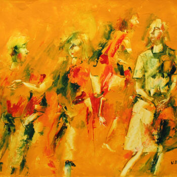 Painting titled "Dans la rue 2" by Valerii Buev, Original Artwork, Oil