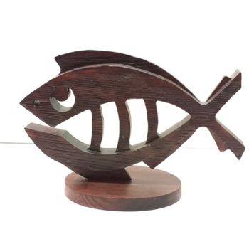Sculpture titled "Рыба в рыбе." by Valerii Liakhov, Original Artwork, Wood