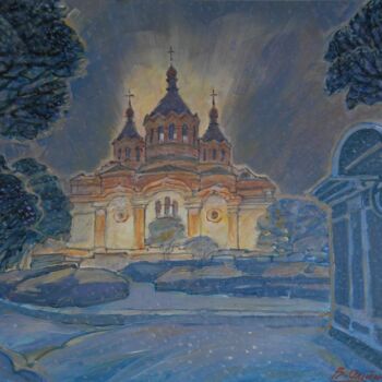 Painting titled "Cathedral" by Valerii Oliinyk, Original Artwork, Acrylic