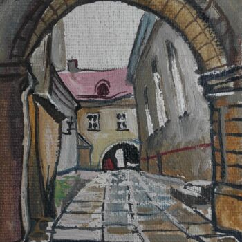 Картина под названием "Tallinn courtyard" - Valerii Oliinyk, Подлинное произведение искусства, Масло