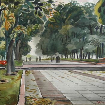 Painting titled "Stary Boulevard, Zh…" by Valerii Oliinyk, Original Artwork, Watercolor