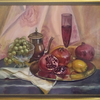 Painting titled "Гранат с лимоном" by Valerii Radzikhovskyi, Original Artwork, Oil