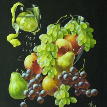 Malarstwo zatytułowany „Натюрморт с виногра…” autorstwa Valerii, Oryginalna praca, Olej