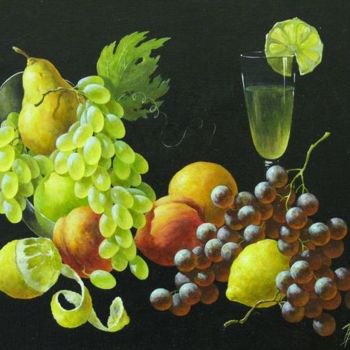 Painting titled "Натюрморт с лимоном" by Valerii, Original Artwork, Oil