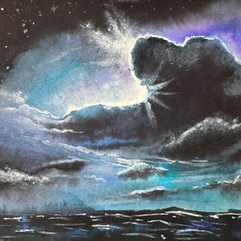 "The night sea" başlıklı Tablo Valeriia Prasol tarafından, Orijinal sanat, Suluboya