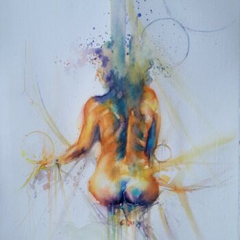Pittura intitolato ""Nudo"" da Valerio Scarapazzi, Opera d'arte originale, Acquarello