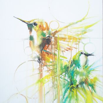 Painting titled ""Colibrì  - Live in…" by Valerio Scarapazzi, Original Artwork, Acrylic