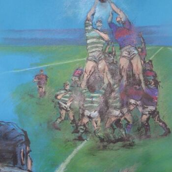 Painting titled "''rugby touche''" by Valerio Scarapazzi, Original Artwork