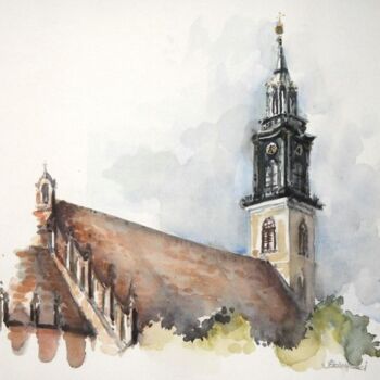 Pintura intitulada ""chiesa a Berlino ,…" por Valerio Scarapazzi, Obras de arte originais