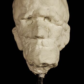 Sculpture titled "Head of an old man 3" by Valeriu Cazacevschi, Original Artwork, Cement