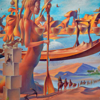 Painting titled "Thirst of Sands of…" by Valeriy Kot, Original Artwork, Oil