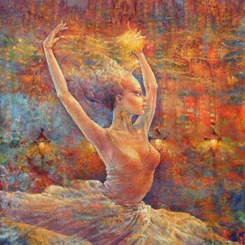 Картина под названием "The Dance of the Li…" - Valeriy Kot, Подлинное произведение искусства, Масло