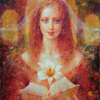 Peinture intitulée "Flower of Her Soul" par Valeriy Kot, Œuvre d'art originale, Huile