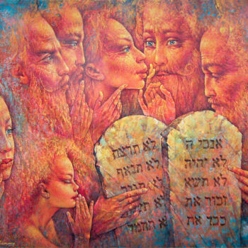 Картина под названием "Tablets of Testimony" - Valeriy Kot, Подлинное произведение искусства, Масло Установлен на картон