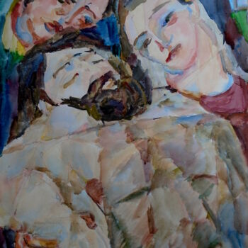 Painting titled "La Descente de Croix" by Valériy Mishchenko, Original Artwork, Oil
