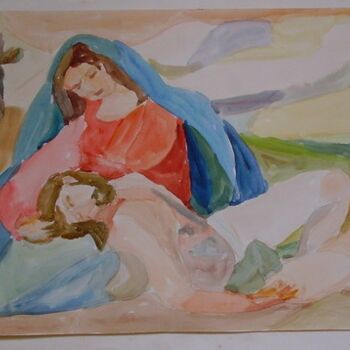 Peinture intitulée "mère et fils" par Valériy Mishchenko, Œuvre d'art originale, Autre