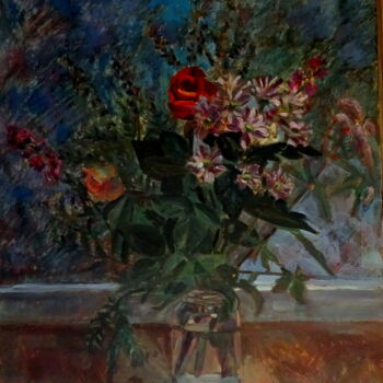 Painting titled "bouquet des fleurs" by Valériy Mishchenko, Original Artwork, Oil