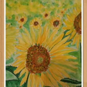 Pintura titulada "Sunflowers field" por Valeriya Boshernitsan, Obra de arte original, Acuarela