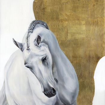 Peinture intitulée "Horse in gold" par Valeriya Ishchenko, Œuvre d'art originale, Huile