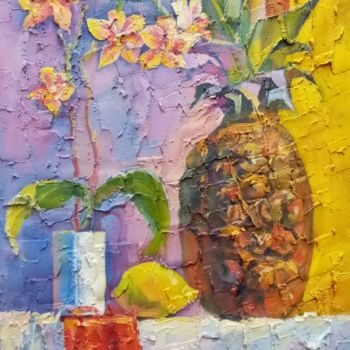 Картина под названием "Тропический натюрмо…" - Valeria Levencova, Подлинное произведение искусства, Масло