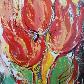 Картина под названием "Тюльпаны" - Valeria Levencova, Подлинное произведение искусства, Масло