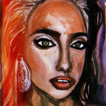 Painting titled "Портрет девушки" by Valeriya Myasnickova, Original Artwork, Gouache