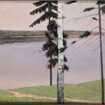 Картина под названием "Senezhskoye lake (С…" - Valery Levanidov, Подлинное произведение искусства, Масло