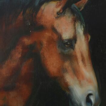 Painting titled "Horse head" by Valery Marche, Original Artwork, Oil