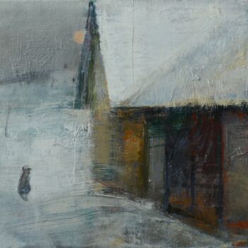 Schilderij getiteld "the winter evening" door Valery Marche, Origineel Kunstwerk, Olie