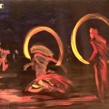 Ζωγραφική με τίτλο "Fire show" από Валерий Розо, Αυθεντικά έργα τέχνης, Λάδι