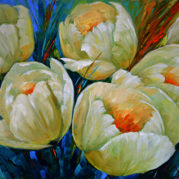 Картина под названием "Wild bouquet of tul…" - Valery Budanov, Подлинное произведение искусства, Масло