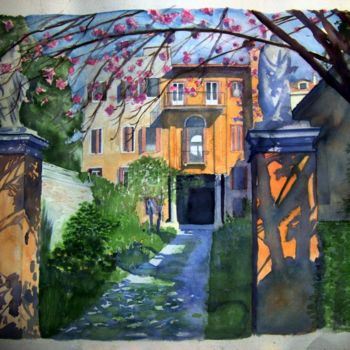 Painting titled "villa Pasetti Padoue" by Valéry Codogno, Original Artwork, Watercolor