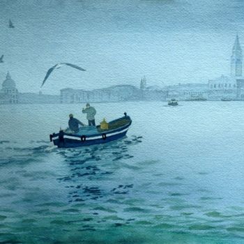 Pintura intitulada "bacino di San Marco…" por Valéry Codogno, Obras de arte originais