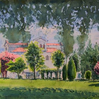 Painting titled "villa a Noventa Pad…" by Valéry Codogno, Original Artwork, Watercolor