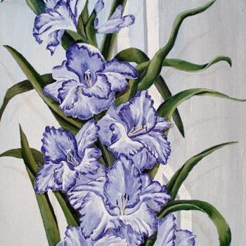 Painting titled "Gladiola" by Valian, Original Artwork, Oil