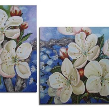 Painting titled "Flor de manzana" by Valian, Original Artwork, Oil